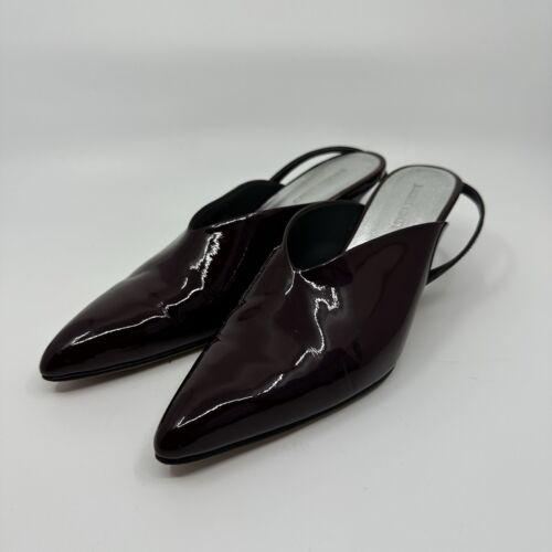 Rachel Comey Wext Slingback Pumps Patent Leather Pointy Red Kitten Heel Shiny - Picture 4 of 15