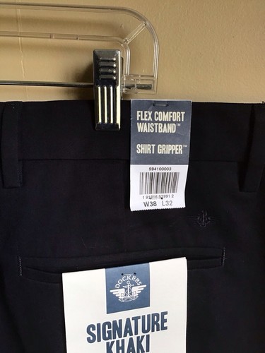 New Mens Dockers Classic Fit Flex Comfort Luxe Cotton Navy Blue Khaki Pants - Picture 7 of 8