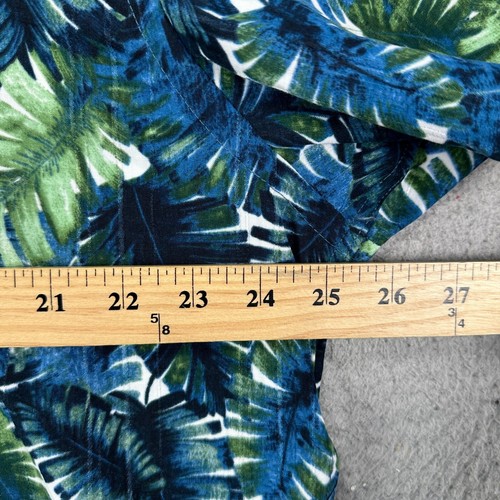 Van Heusen Men Hawaiian Shirt XL 17-17.5 Blue Green Palm Leaf Wicking Pocket NEW - Picture 9 of 11