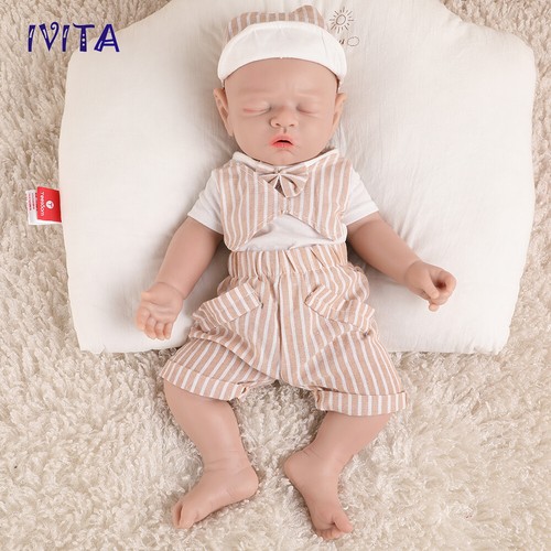 17" IVITA Sleeping Reborn Baby Doll Newborn Full Floppy Silicone Vivid Doll - Picture 5 of 12