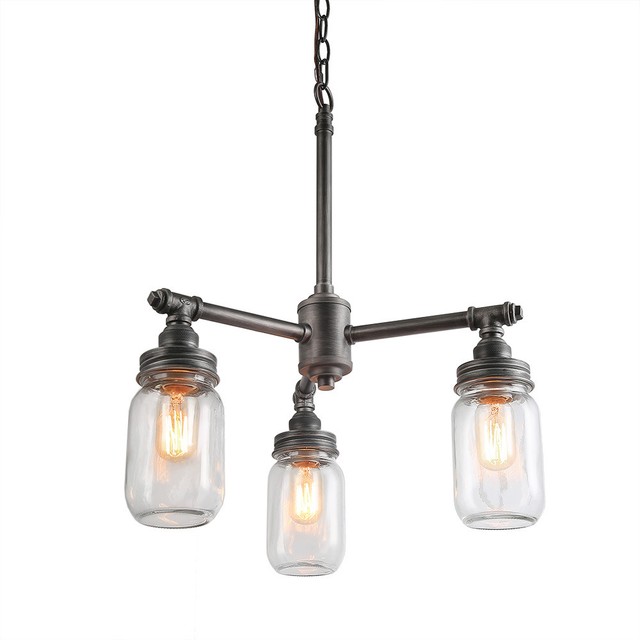 Lnc 3 Light Chandelier Glass Jar Pendant Lighting Water Pipe Island