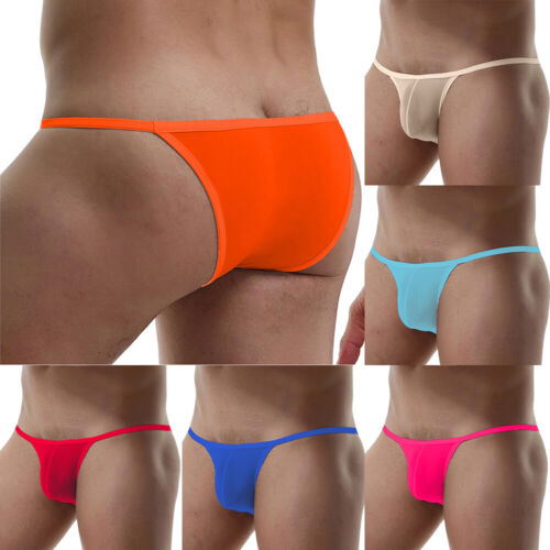 Men's Underwear G-String Panties Thong Mini Briefs Solid Bikini Low Rise Light - Foto 2 di 31