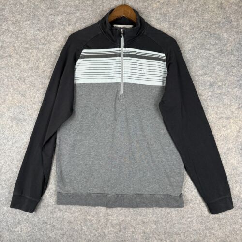 Travis Mathew 1/Z Golf Pullover Herren Large leicht gestreift Colorblock schwarz