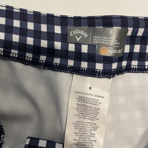 Callaway Women's 8 BERMUDA Shorts STRETCH Golf Tennis pickle ball Blue Plaid Zip - Picture 3 of 7