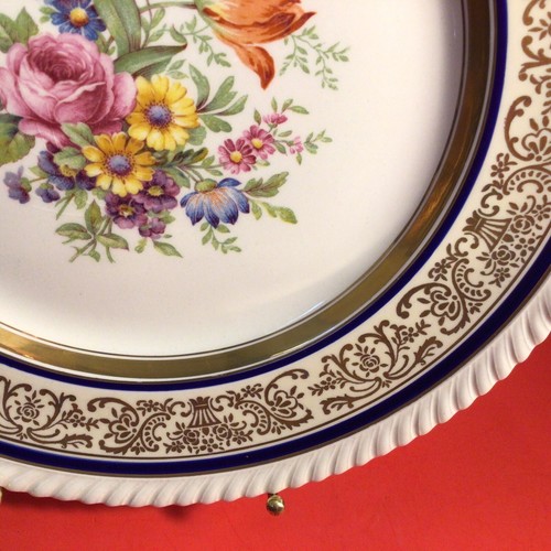 JOHNSON BROTHERS DINNER PLATE OLD ENGLISH CHADWELL COBALT BLUE GOLD FLORAL - Picture 8 of 15