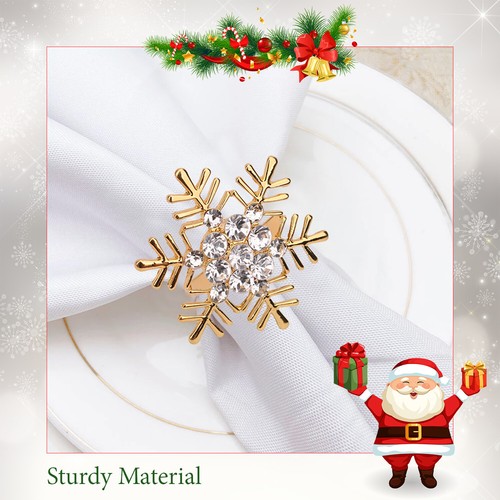 Christmas Napkin Ring Holder Alloy Snowflake Napkin Rings Festive Table Decor - Picture 13 of 22