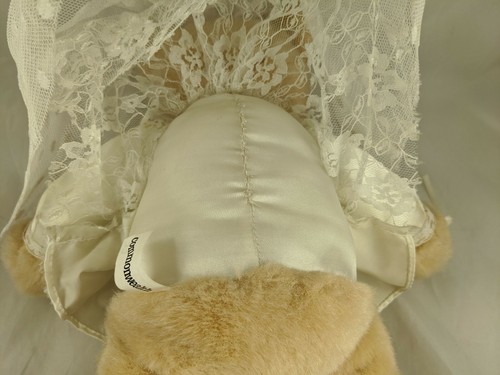 Commonwealth Tan Bear Plush Bride Wedding Dress 11" Stuffed Animal toy - Foto 8 di 12