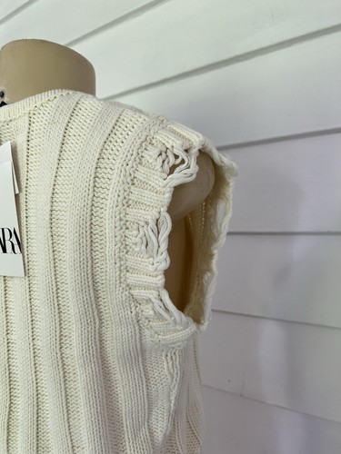 New ZARA Women Off White Pullover Sleeveless Knit Sweater Vest Top size M Y618 - Picture 13 of 18
