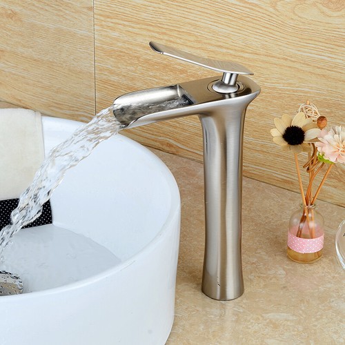 Grifo de baño cascada 11" cromo/níquel cepillado/ORB recipiente un orificio/mango - Imagen 10 de 23