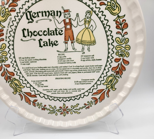 German Chocolate Cake Recipe Plate Platter 1983 Royal China Co. 12" - Picture 4 of 14