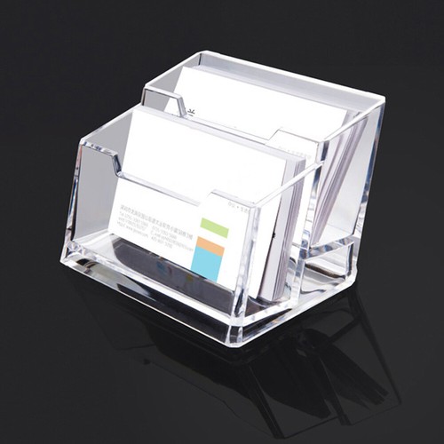 Acrylic Business Card Holder Transparent Plastic Desktop Storage Box - Foto 3 di 20