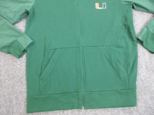 Miami Hurricanes Jacket Mens Medium Green Full Zip Team Player Issued Adidas - Picture 2 of 14