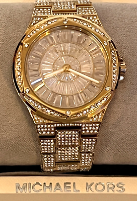 Michael Kors Lennox Women's Gold Crystal Pave White Dial Watch