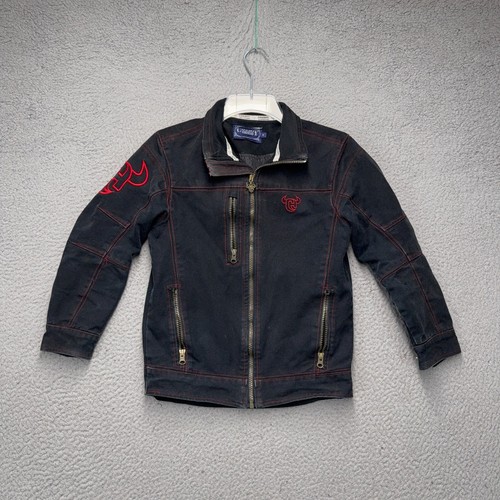 Cowboy Hardware Denim Jacket Youth Boys Medium Black Full Zip Outdoor Jean - Picture 1 of 15