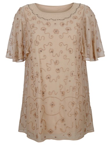Together Bluse Bluse beige mit Paillettenstickerei Gr. 44 1018786889 - Picture 2 of 4