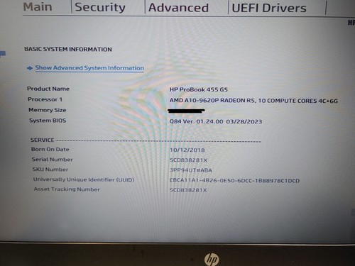 HP ProBook 455 G5 15.6" AMD A10-9620P✔ *NO HDD/ NO RAM/ NO AC* ***READ*** - Picture 12 of 12