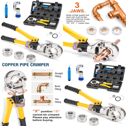 Hydraulic PEX Copper Pipe Crimper Tube Crimping Tool Press Cutter 1/2, 3/4, 1 - Picture 1 of 8