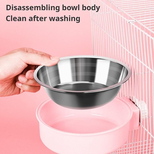 Pet Dog Cat Puppy Stainless Steel Hanging Food Water Bowl Feeder For Crate Cage - Picture 6 of 12