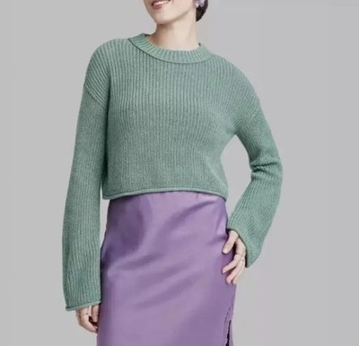 Damen Rundhalsausschnitt Kastenförmig Pullover Sweatshirt - Wild Fable Grün XL