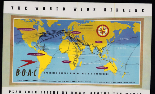 Fly By BOAC Around The World Faltprospekt Vintage! - Bild 3 von 6