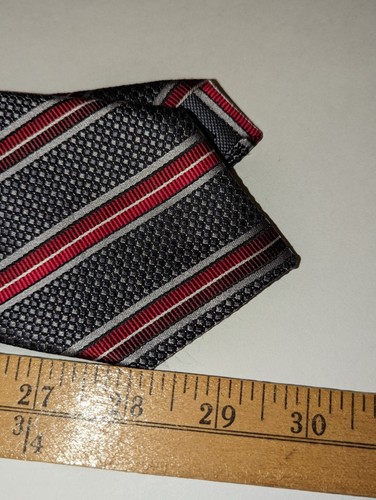 Pronto-Uomo Couture Seide handgefertigt Kleid Krawatte Krawatte grau rot gestreift - Bild 9 von 9