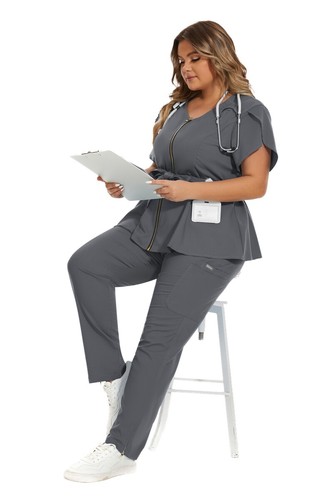 8 Farben Stretch Nurse Spa Uniform Damen Peeling Set kurzärmelige konische Hose - Bild 69 von 76