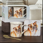 English Bulldog Mug & Coaster gift set Leonardo collection bull dog brown white.