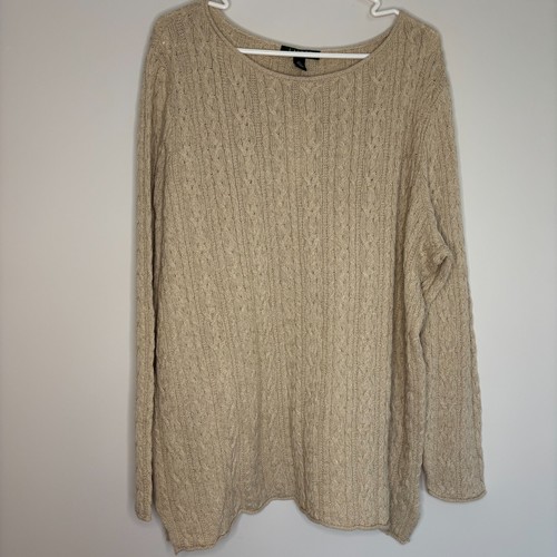 LAUREN RALPH LAUREN NEU Damen Pullover Zopfmuster Langarm 3X hellbraun Rundhals
