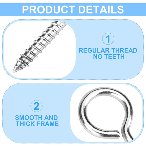 2,5 Zoll Ösenhaken Schraube - 18 Stück Edelstahl Schwerlast Augenschrauben Schraube - Bild 5 von 8