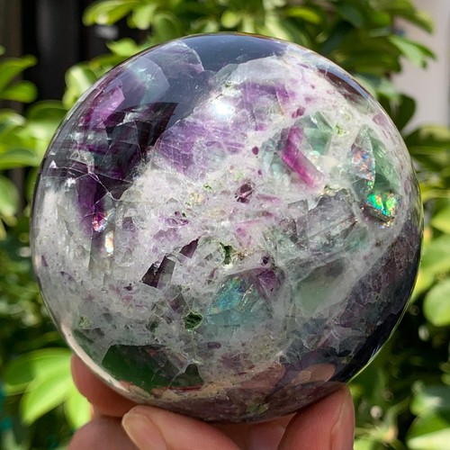 2.16LB Natural beautiful colorful fluorite quartz crystal ballsphere healing - Picture 5 of 13