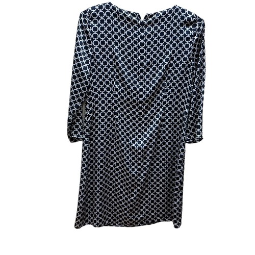 Sz8 Brooks Brothers Midi Dress Women Navy Blue White Lined Pullover Sheath Chain - Picture 5 of 13