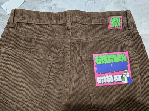 Neu mit Etikett Empyre Tori Cordhose Damengröße 8 braun lockere Passform Skater Grunge Rave  - Bild 4 von 9
