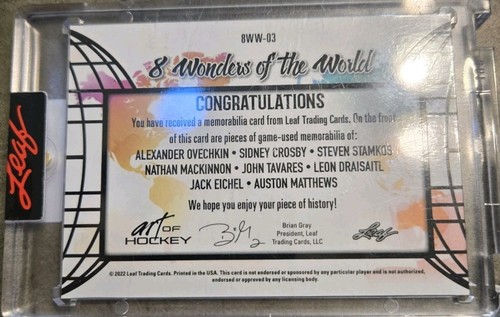 Ovechkin Patch 2021-22 Leaf Art Of Hockey 8 Wonders of the World #8WW-03 Crosby - Picture 4 of 6