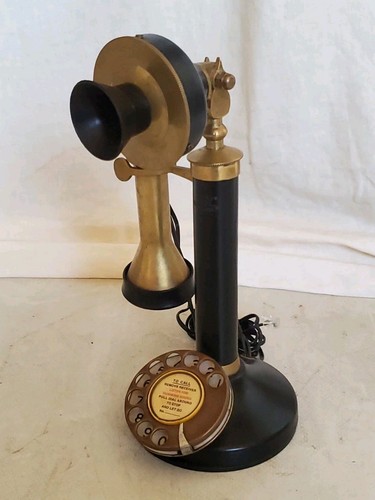 Teléfono giratorio con candelabro GEC antiguo vintage 1924 Reino Unido - recon cableado totalmente funcional - Imagen 17 de 17