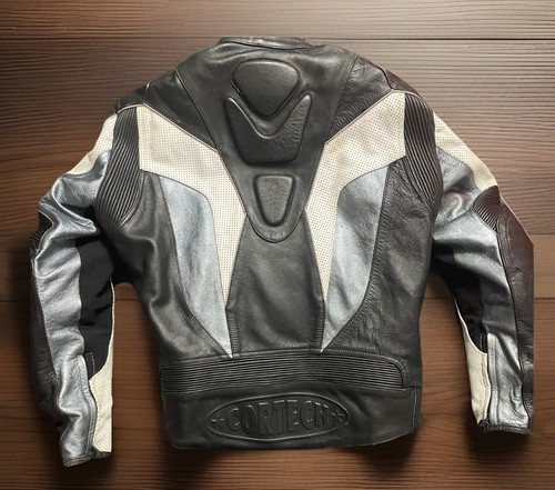 Tourmaster CORTECH Mens Med 100% LEATHER Performance Motorcycle Jacket BLK/GRY - Foto 2 di 10