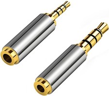 2 Pack Gold Plated 2.5mm Male to 3.5mm Female/3.5mm Silver