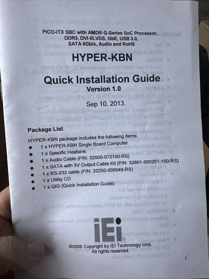 IEI TECHNOLOGY PICO-ITX SBC With AMD G-Series SoC Processor DDR3 Hyper-KBN Pkg - Image 3 of 3