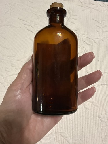 Antike 4 Unzen Cheracol Codein Medizin braune Flasche mit Korken The Upjohn Company - Bild 2 von 4