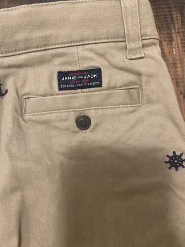 NWOT Boy's Janie and Jack Size 6 Nautical Embroidered Khaki Pants - Picture 5 of 8
