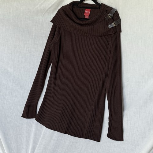 OLSEN Europe – Ribbed Merino Wool Blend Sweater (Brown, Buckle Detail) - Picture 2 of 6