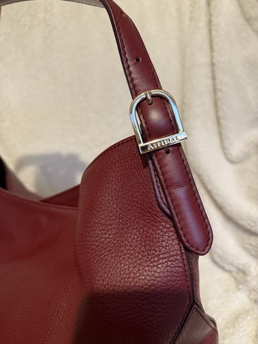 Aspinal of London Women’s Burgundy Pebble Leather Hobo Shoulder Bag Handbag Good - Picture 11 of 24