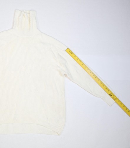 J.Crew Sweater Womens Medium Ivory Turtleneck Cotton Cashmere Ribbed Pullover - Picture 4 of 12