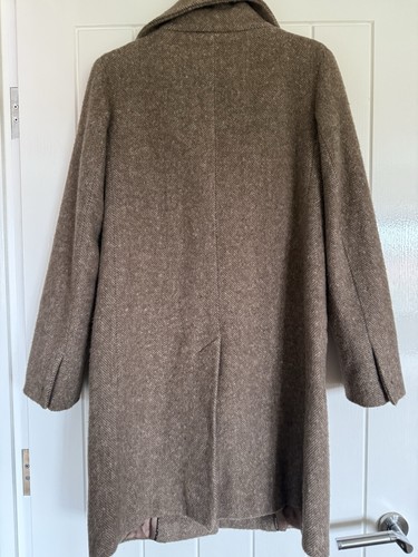 BEAUTIFUL MAX MARA PURE VIRGIN WOOL BROWN BEIGE HERRINGBONE COAT UK SIZE 8 LINED - Picture 3 of 14