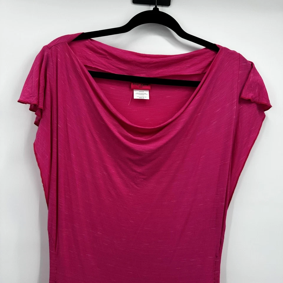 Betsey Johnson Swim Cover Up Womens Medium Large Pink Drape Maxi Dress Ruched - Image 2 of 4