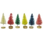  24pcs Mini Christmas Trees with Sticky Wooden Base Miniature Small Desktop