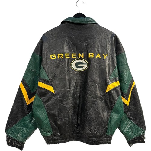 Vintage Pro Player Green Bay Packers Bomber Jacket Black Mens L - Picture 5 of 7