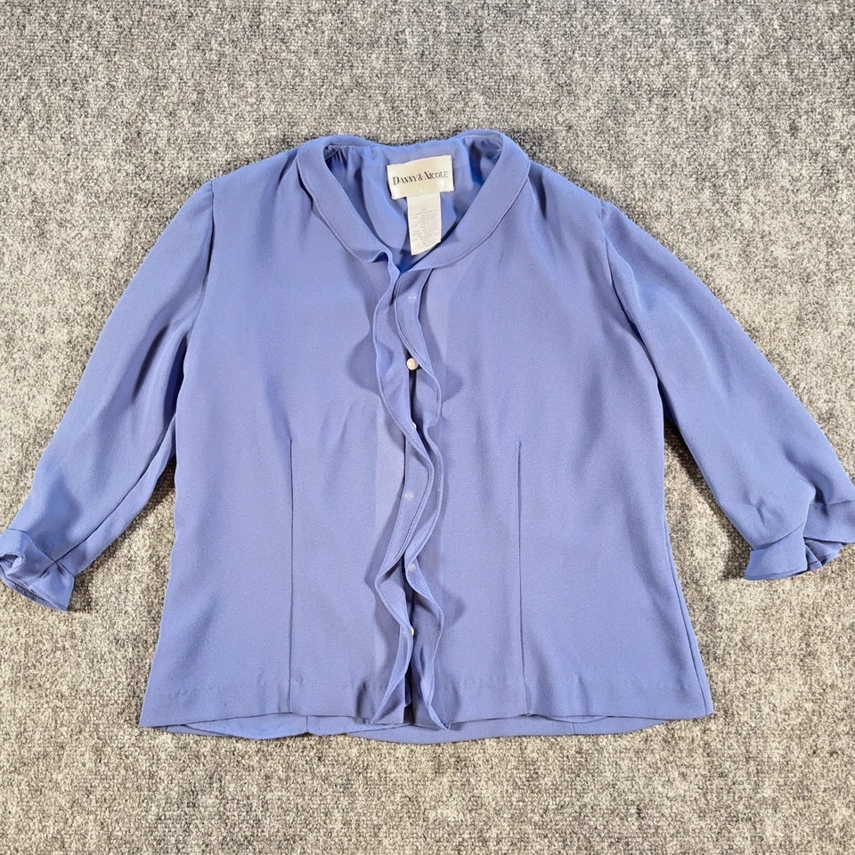 Danny & Nicole Lavanda Poliéster Forrado Top Imitación Perla Botones Volantes Talla 12 Foto 2 de 4