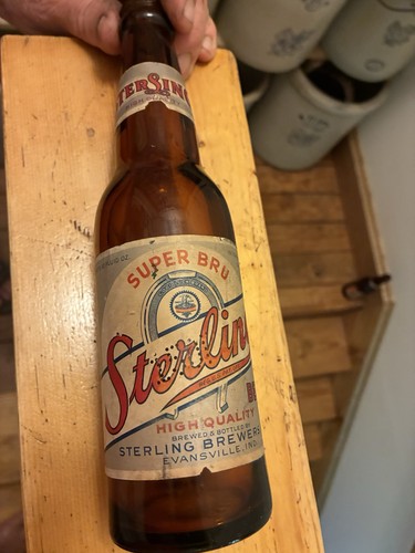 (1) CENTLIVRE NICKEL PLATE BEER BOTTLE (1) STERLING PAPER LABELS CROWN TOP AMBER - Picture 11 of 20