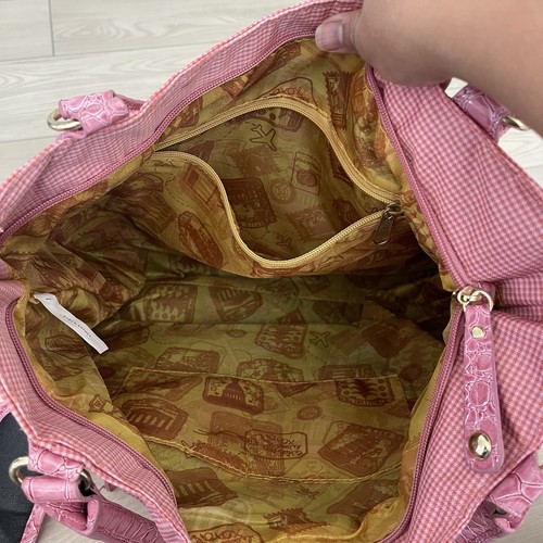 Samantha Brown Dusty Rose Croc Embossed Carry-On Luggage Travel Bag 15"x13" - Picture 7 of 9