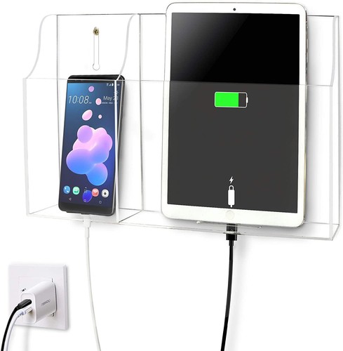 Clear Wall Tablet Holder Acrylic Wall Mounted Phone Holder for iPad, Remote C... - Picture 8 of 9